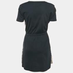 مملوكة مسبقًا فستان لوي فيتون جيرسيه وحرير أزرق كحلي مطبوع مونوغرامي M