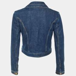 Pre Owned جاكيت قصير لوي فيتون دينيم أزرق كحلي بشعار التفاصيل مقاس صغير (سمول)