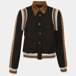 مملوكة مسبقًا جاكيت لوي فيتون بني/أسود مونوغرام كريب وحياكة قابل للعكس مقاس وسط