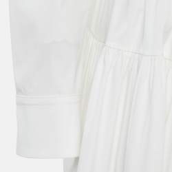 مملوكة مسبقًا فستان لوي فيتون أبيض حرير ببطانة جلد مثقب مقاس وسط (ميديوم)