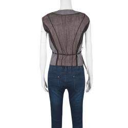 Louis Vuitton Paneled Leather Trim Corded Tie Detail Wrap Vest M