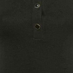 Pre Owned Louis Vuitton Black Wool Knit Contrast Sleeve Polo T-Shirt S