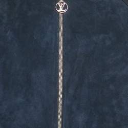 مملوكة مسبقًا Louis Vuitton Navy Blue Suede & Cotton Knit Jacket M