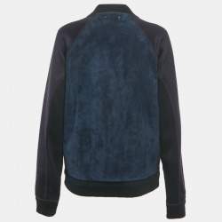 مملوكة مسبقًا Louis Vuitton Navy Blue Suede & Cotton Knit Jacket M