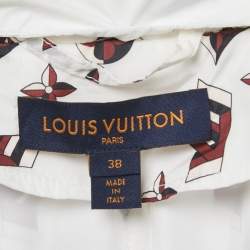 Pre Owned Louis Vuitton White Monogram Print Nylon Detachable Hood Wind Breaker M 