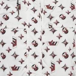 Pre Owned Louis Vuitton White Monogram Print Nylon Detachable Hood Wind Breaker M 