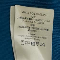 Pre Owned Louis Vuitton Blue Silk Buttoned Wrap Skirt M