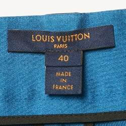 Pre Owned Louis Vuitton Blue Silk Buttoned Wrap Skirt M