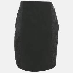 Pre Owned تنورة لوي فيتون جاكار مزهر أسود مقاس متوسط