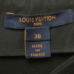 Pre Owned تنورة لوي فيتون صوف أسود بتفاصيل كشكش قصيرة مقاس وسط (ميديوم)