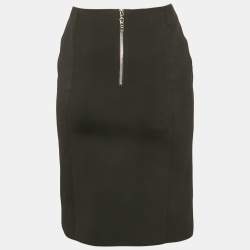 Pre Owned تنورة لوي فيتون صوف أسود بتفاصيل كشكش قصيرة مقاس وسط (ميديوم)