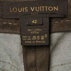 مملوكة مسبقًا بنطلون جينز لوي فيتون دنيم بني مطوي كبير محيط الخصر 32 بوصة