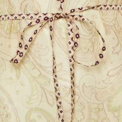 Pre Owned Louis Vuitton Vintage Beige Paisley Print Silk Sheer Blouse M