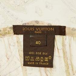 Pre Owned Louis Vuitton Vintage Beige Paisley Print Silk Sheer Blouse M