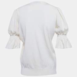 مملوكة مسبقًا Louis Vuitton Cream Wool Balloon Sleeves Sweater S