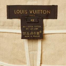 مملوكة مسبقًا Louis Vuitton Beige Cotton & Linen Blend Braided Detail Trousers L