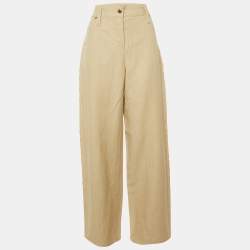 مملوكة مسبقًا Louis Vuitton Beige Cotton & Linen Blend Braided Detail Trousers L