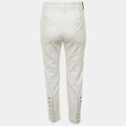 Pre Owned بنطلون جينز لوي فيتون دنيم بلونين أبيض بقصة نحيفة مقاس وسط 31 بوصة