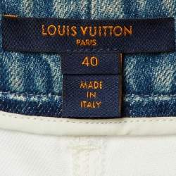 Pre Owned بنطلون جينز لوي فيتون دنيم بلونين أبيض بقصة نحيفة مقاس وسط 31 بوصة