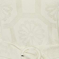 مملوكة مسبقًا Louis Vuitton Ivory Perforated Knit Belted Jumper M