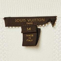 مملوكة مسبقًا Louis Vuitton Ivory Perforated Knit Belted Jumper M