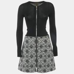 مملوكة مسبقًا Louis Vuitton Monochrome Rib Knit and Wool Mini Dress M