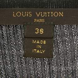 Pre Owned فستان لوي فيتون أحادي اللون نسيج مضلع من الصوف مصغر مقاس متوسط