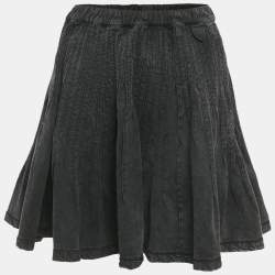 Pre Owned تنورة لوي فيتون جينز رمادي متسعة قصيرة بحجم متوسط