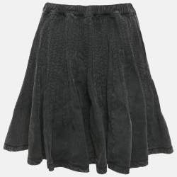 Pre Owned تنورة لوي فيتون جينز رمادي متسعة قصيرة بحجم متوسط