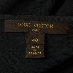 Pre Owned توب لوي فيتون أسود بنمط قلب كريب هالتر مقاس متوسط (ميديم)