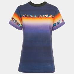 مملوكة مسبقًا Louis Vuitton Blue Logo Applique Jersey T-Shirt S