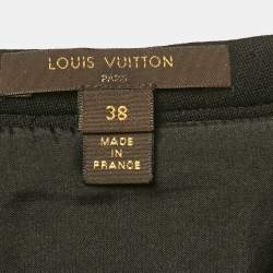 Pre Owned تنورة لويس فويتون صوف أسود بتفاصيل معدنية مقاس وسط (ميديم)