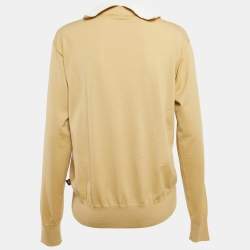 مملوكة مسبقًا سويت شيرت لوي فيتون ياقة عالية صوف بيج مقاس صغير (سمول)