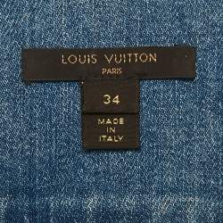 Pre Owned فستان لوي فيتون جينز أزرق بحزام قصير مقاس صغير (سمول)
