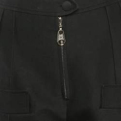 Pre Owned بنطلون لوي فيتون أسود ممزوج بالصوف واسع الساق مقاس متوسط (ميديوم)