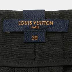 Pre Owned بنطلون لوي فيتون أسود ممزوج بالصوف واسع الساق مقاس متوسط (ميديوم)