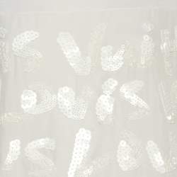 Pre Owned Louis Vuitton Cream Jersey Sequins Logo Top S 