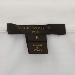 Pre Owned Louis Vuitton Cream Jersey Sequins Logo Top S 