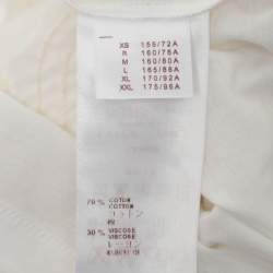 Pre Owned Louis Vuitton Cream Jersey Sequins Logo Top S 