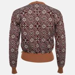 Pre Owned بلوفر لوي فيتون تريكو صوف أحمر بنقشة شعار الماركة مقاس صغير جدًا (اكس سمول)