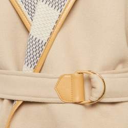 Pre Owned معطف لويس فيتون صوفي بيج بمزيج قابل للعكس مع غطاء رأس مقاس متوسط (ميديم)