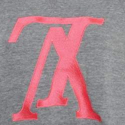 مملوكة مسبقًا سويتشرت لوي فيتون رقبة مستديرة تريكو رمادي مطرز مقاس صغير (سمول)