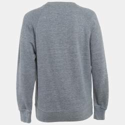 مملوكة مسبقًا سويتشرت لوي فيتون رقبة مستديرة تريكو رمادي مطرز مقاس صغير (سمول)