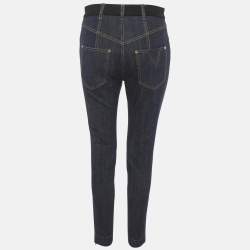 مملوكة مسبقًا بنطلون جينز لوي فيتون داكن أزرق بفتحة نحيفة مقاس وسط 29 بوصة