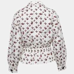 مملوكة مسبقًا سترة ريح نيلون بطبعة المونوغرام باللون الأبيض لويس فيتون مقاس صغير (سمول)