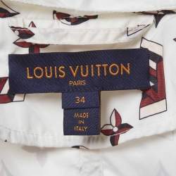 مملوكة مسبقًا سترة ريح نيلون بطبعة المونوغرام باللون الأبيض لويس فيتون مقاس صغير (سمول)