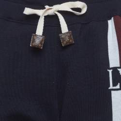 مملوكة مسبقًا بنطلون لوي فيتون كحلي مقلم قطن مقاس متوسط (ميديم)