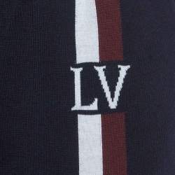 مملوكة مسبقًا بنطلون لوي فيتون كحلي مقلم قطن مقاس متوسط (ميديم)