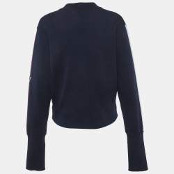 Pre Owned Louis Vuitton Navy Blue Cashmere Knit Zip-Up Jacket S