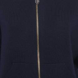 Pre Owned Louis Vuitton Navy Blue Cashmere Knit Zip-Up Jacket S